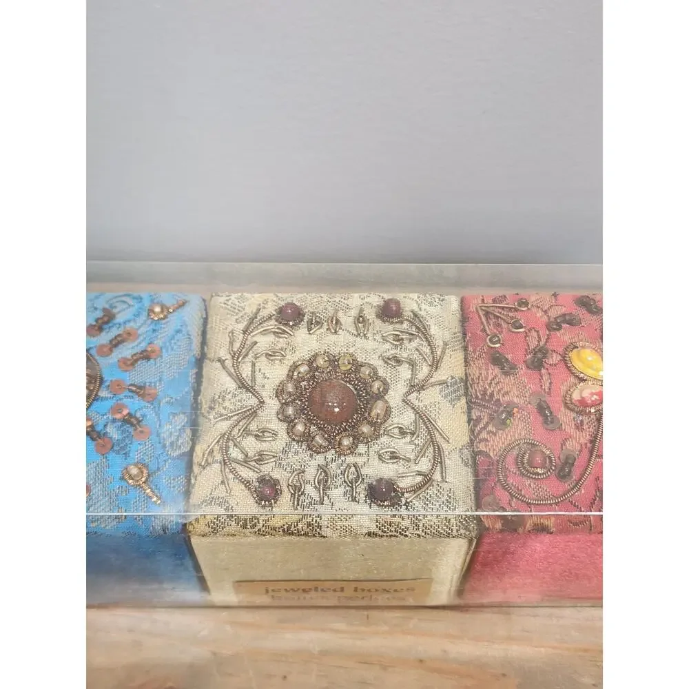 Pier 1 Discontinued Colorful Jeweled Trinket/Jewelry Boxes Set Of 3 New In Box